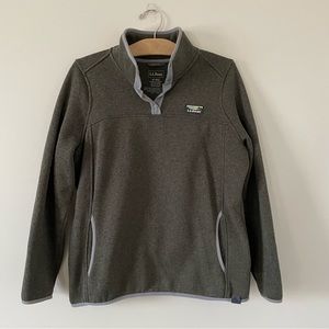 L. L. Bean Quarter Snap Hunter Green Fleece Lined Pullover Sweatshirt